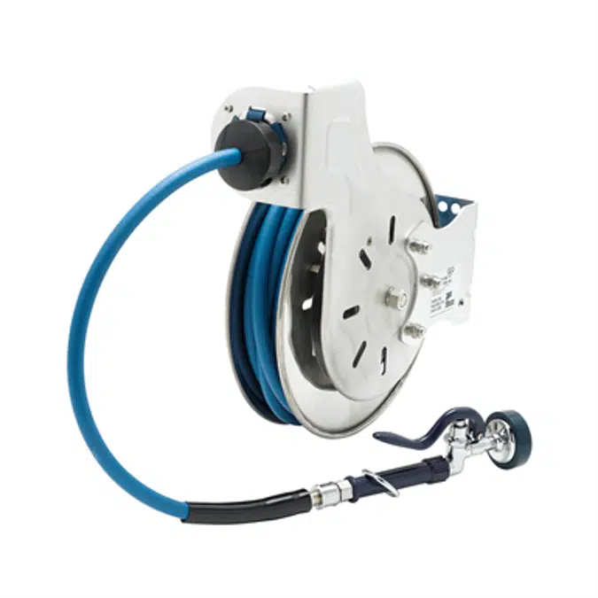 B-7132-01 Hose Reel, Open, Stainless Steel, 35' Hose, 3/8" ID with Spray Valve