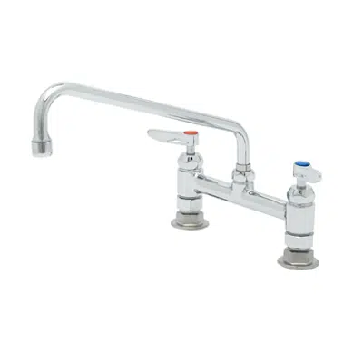 imagen para B-0221-CR-K-F10 8" Deck Mount Faucet, Ceramas, 12" Swing Nozzle, 1.0 GPM Aerator, Lever Handles, B-0425-M