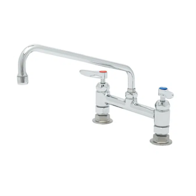 B-0221-CR-K-F10 8" Deck Mount Faucet, Ceramas, 12" Swing Nozzle, 1.0 GPM Aerator, Lever Handles, B-0425-M