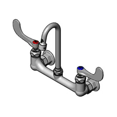 Зображення для B-2443 8" Wallmount Faucet, Vandal Resistan Aerator, 119X Gooseneck, 4" Handles (WH4)