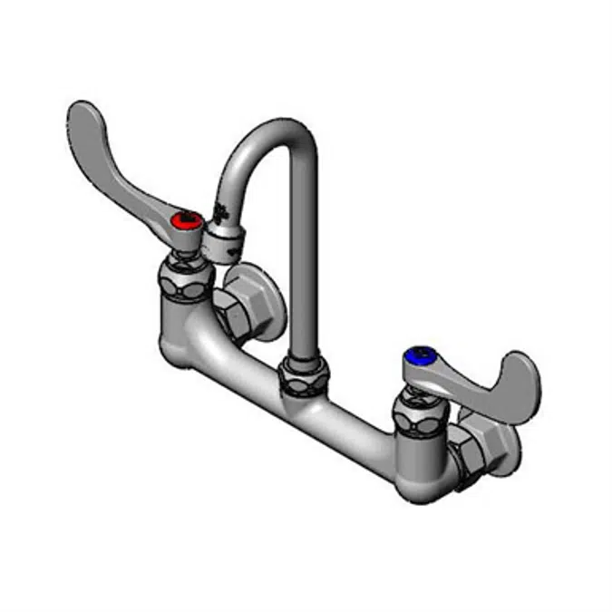 B-2443 8" Wallmount Faucet, Vandal Resistan Aerator, 119X Gooseneck, 4" Handles (WH4)