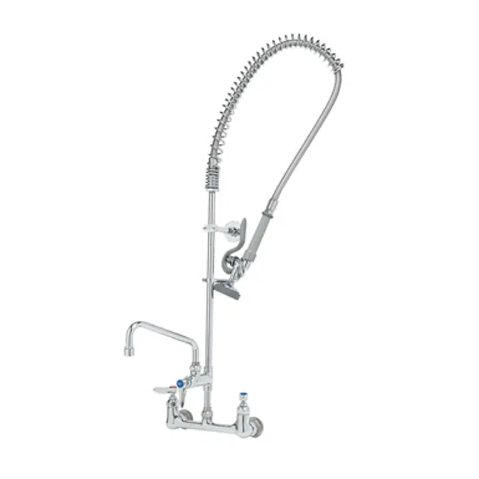 B-0133-ADF08-B EasyInstall Pre-Rinse, Spring Action, Wall Mount, 8" Centers, 8" Add-On Faucet, Wall Bracket