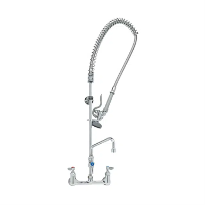 B-0133-ADF08-B EasyInstall Pre-Rinse, Spring Action, Wall Mount, 8" Centers, 8" Add-On Faucet, Wall Bracket