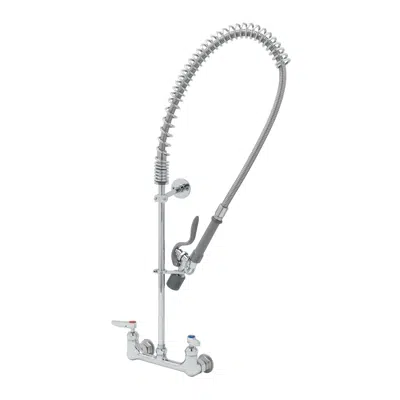 B-0133-CR-BJ EasyInstall Pre-Rinse, 8" Wall Mount Faucet, Ceramas, B-0107-J Spray Valve, 6" Bracket图像