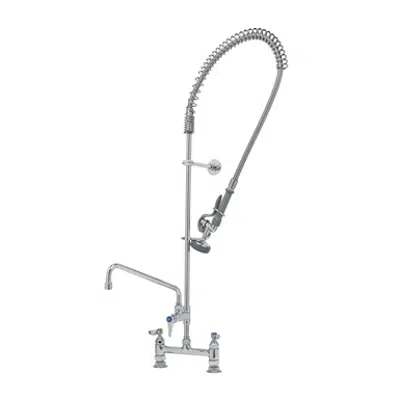 Image for B-0123-ADF12-B EasyInstall Pre-Rinse, Deck Mount Base, 8" Centers, 12" Add-On Faucet, 6" Wall Bracket