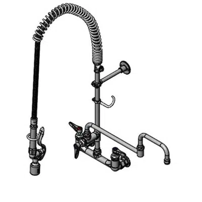 bild för B-0152-CR-C-TEE Pre-Rinse: 8" Wall Mount, Ceramas, B-TEE-RGD, B-0155-LNEZ & 073X Double-Joint Nozzle,