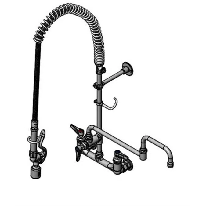 B-0152-CR-C-TEE Pre-Rinse: 8" Wall Mount, Ceramas, B-TEE-RGD, B-0155-LNEZ & 073X Double-Joint Nozzle,