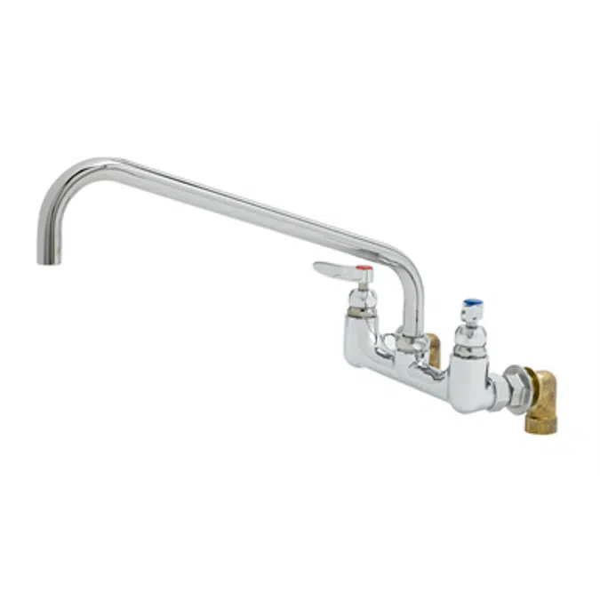 B-0290-01 Big-Flo Mixing Faucet, 8" Wall Mount, 16" Swing Nozzle, 00LL Inlets, Lever Handles