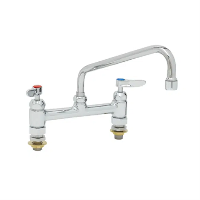 B-0220-61X-CCCR 8" Double Pantry Swivel Base Faucet, Deck Mount, Ceramas, Lever Handles, 061X, 00CC Inlets