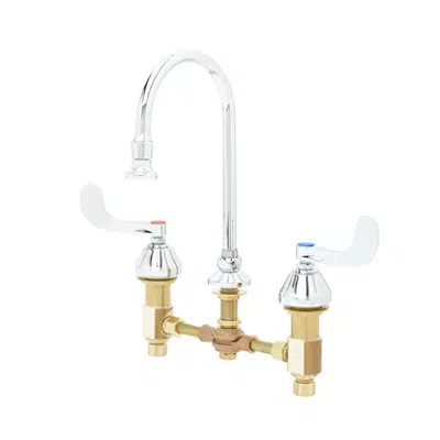 Image for B-0866-04 Medical Faucet, Concealed Body, 8" Centers, 4" Handles, Swivel Gooseneck with Rosespray