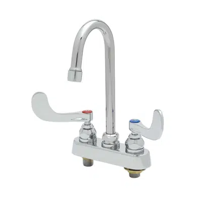 Image for B-1141-02A-WH4 4" Deck Mount Workboard Mixing Faucet, Swivel Gooseneck w/ 2.2 GPM Aerator, 4" Handles