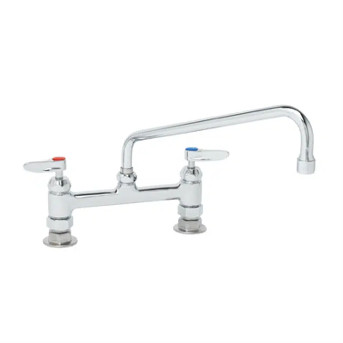 B-0221-CR Double Pantry Faucet, Deck Mount, 8" Centers, 12" Swing Nozzle, Cerama Cartridges