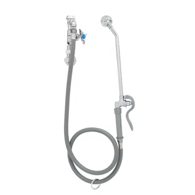 afbeelding voor B-0678 Bedpan Washer, Loose Key Angle Inlet Valve w/ Shut-Off & Vacuum Breaker, 5' PVC Hose