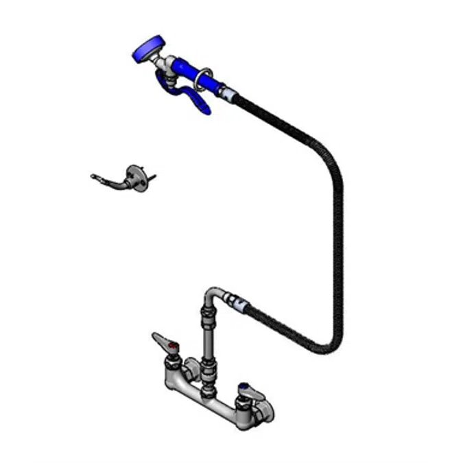 P3-8WESV-00M 8"  Wall Mount, 1/2"  NPT Inlets, Vacuum Breaker , 96"  Stainless Steel Flex Hose, EB-0107-035