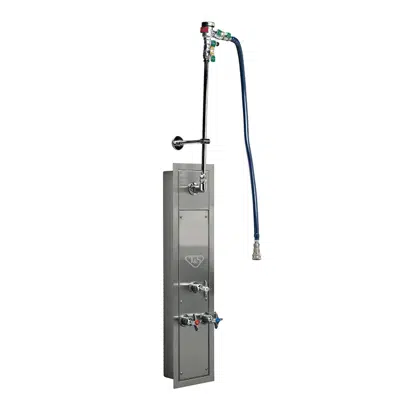 Image pour B-1460-RMT Hose Reel SS Cabinet & Flange for Recess  Top Inlets Mounting w/ Mixing Valve. Control Valve, Service Stops, In-Line Vacuum Breakers, Inlet Unions, Eterna Cartridges w/ 4-Arm handles & Hose Reel Connector Kit