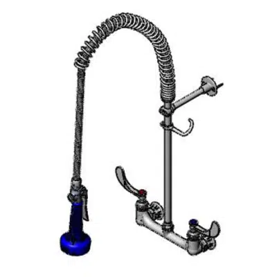Image for B-0133-CR-B08W4 Easy-Install Pre-Rinse: 8" Wall Mount, Ceramas w/ Check Valves, 4" Wrist-Action Handles, B-0108 Spray Valve