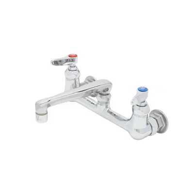 B-0230-01 Mixing Faucet, 8" Wall Mount, 6" Cast Spout w/ Aerator, Lever Handles, Eterna Cartridges图像