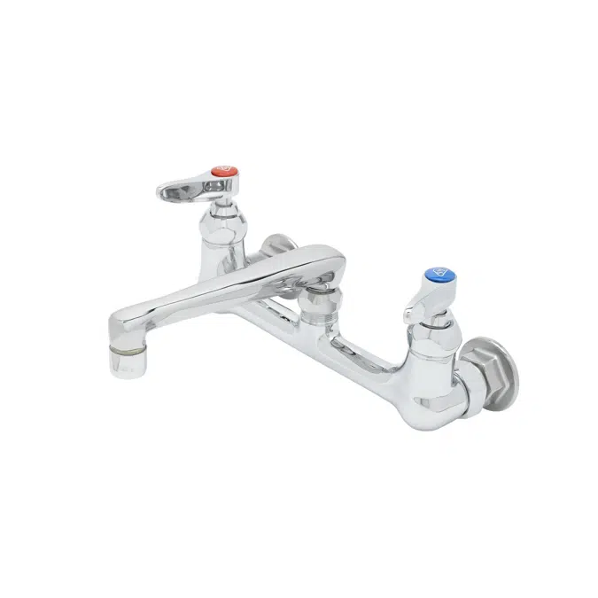 B-0230-01 Mixing Faucet, 8" Wall Mount, 6" Cast Spout w/ Aerator, Lever Handles, Eterna Cartridges