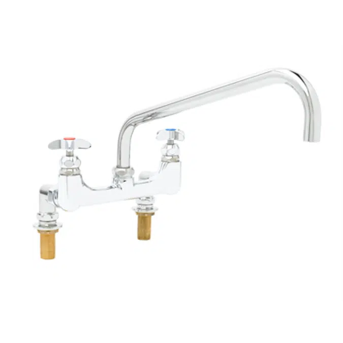 B-0293-14 Big-Flo Mixing Faucet, 8" Deck Mount, 14" Swing Nozzle, 00YY 3/4" NPT Inlet Flanges,