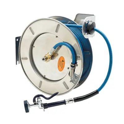 изображение для B-7142-01 Hose Reel, Open, Stainless Steel, 50' Hose, 3/8" ID with Spray Valve