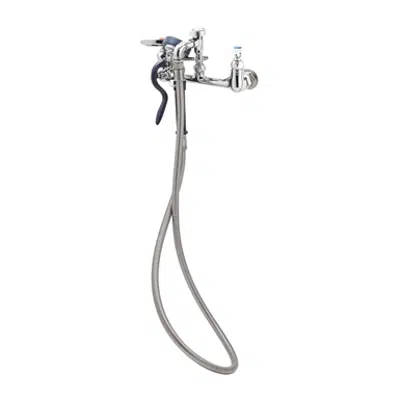 bild för B-0167 Spray Assembly, 8" Wall Mount Base Faucet, VB Outlet, Angled Spray Valve, 68" Flex SS Hose