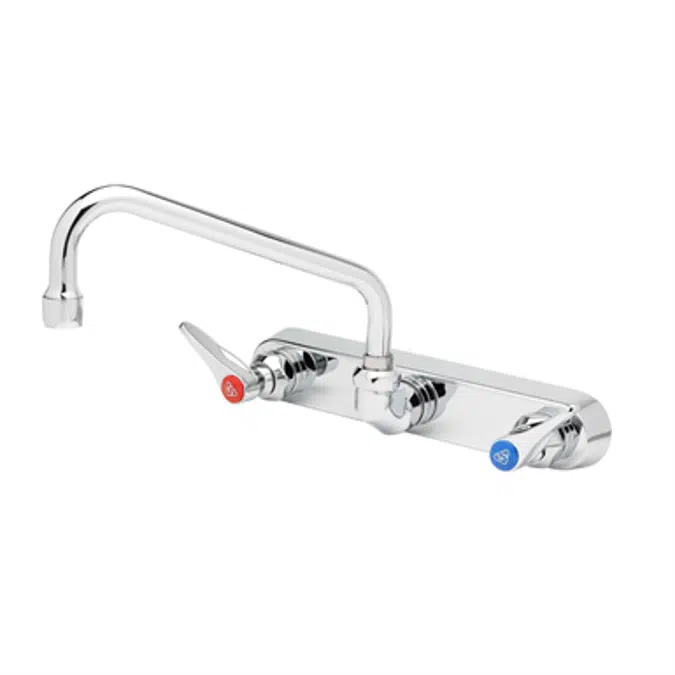 B-1128 Workboard Faucet, Wall Mount, 8" Centers, 12" Swing Nozzle, Lever Handles