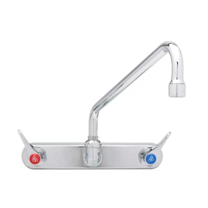 B-1128 Workboard Faucet, Wall Mount, 8" Centers, 12" Swing Nozzle, Lever Handles