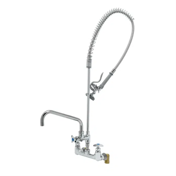 BIM objects - Free download! B-0287 BIG-FLO Pre-Rinse Unit, 8 Wall Mount,  12 Add-On Faucet, Spray Valve