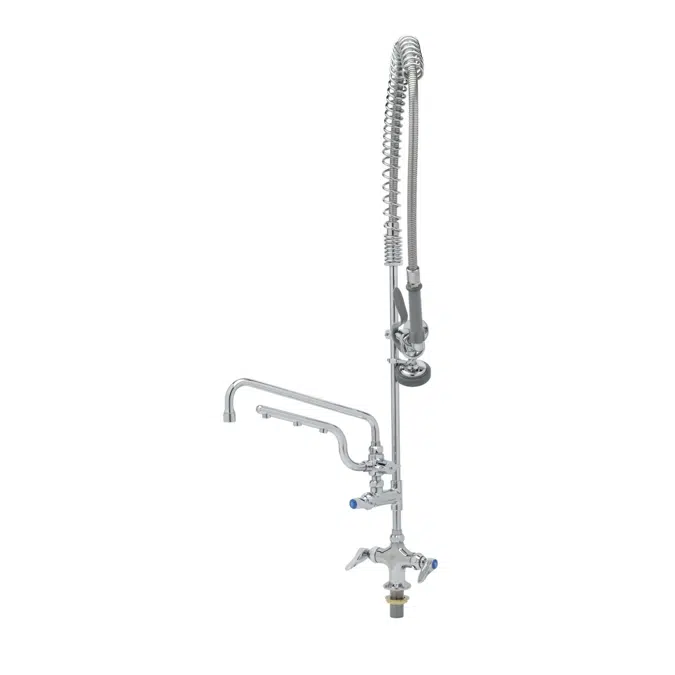 B-0113-U12-B ULTRARINSE PRU w/ Single Hole Faucet, Quarter-Turn Eterna w/ Spring Checks, Lever Handles, Add-On Faucet w/ 12" Swing Nozzle & 10" ULTRARINSE 1.5 GPM Sprayer Arm, 1.15 GPM Spray Valve & 1/2" NPT Male Inlets