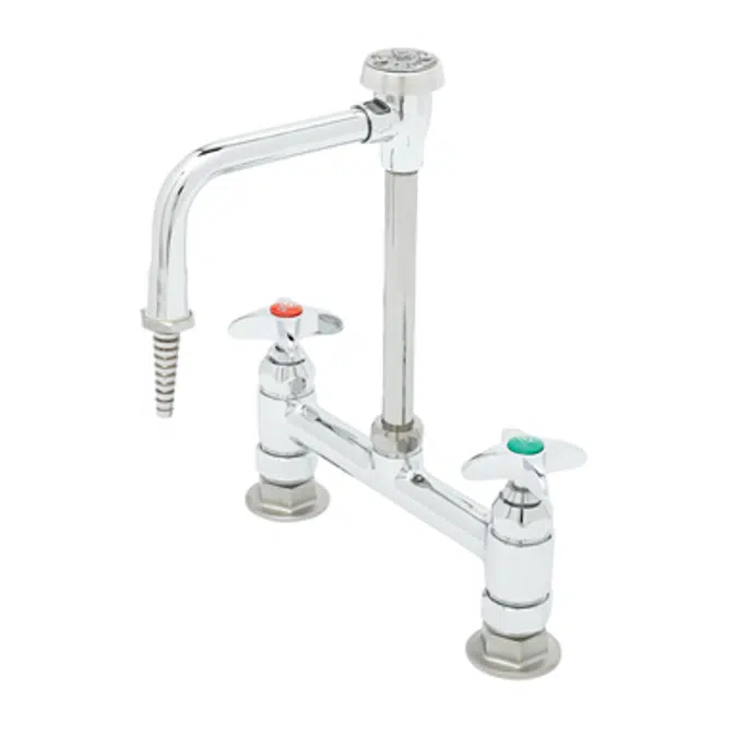 BL-5715-08 Lab Mixing Faucet, Deck Mounted, Rigid Vacuum Breaker Nozzle, Serrated Tip, 4-Arm Handles