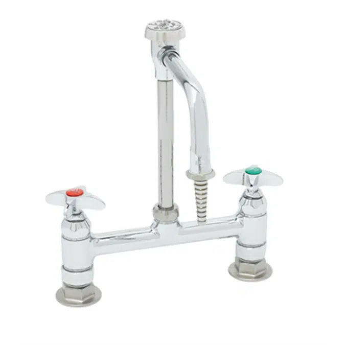 BL-5715-08 Lab Mixing Faucet, Deck Mounted, Rigid Vacuum Breaker Nozzle, Serrated Tip, 4-Arm Handles