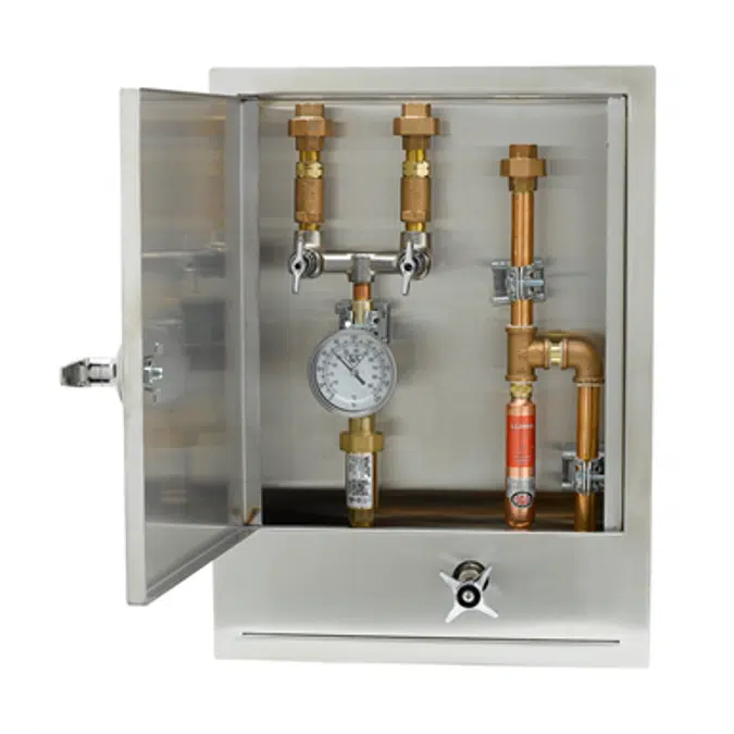 B-2339-LR Hose Reel Control Cabinet with Control Valve, Temp Gauge & Dual Check Valves
