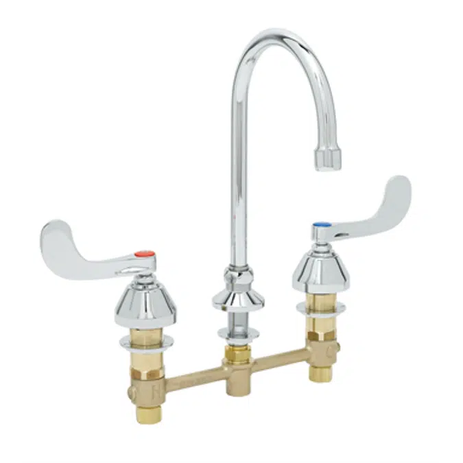 B-2866-05-LF15 Medical Faucet, 8" Centers, Swivel Gooseneck w/ 1.5 gpm Laminar Device, 4" Wrist Handles