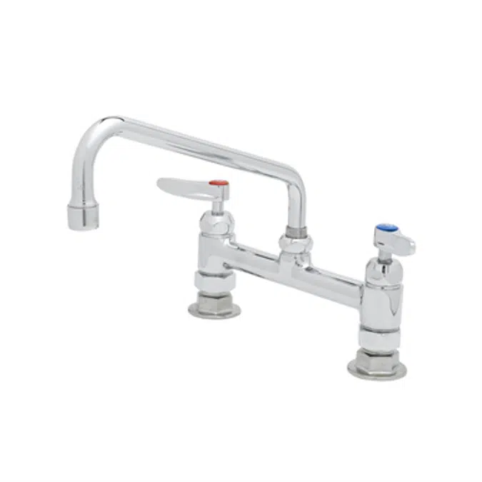 B-0220-061XCRF1 8" Deck Mount Faucet, Ceramas, 10" Swing Nozzle, 1.0 GPM Aerator, Lever Handles, B-0425-M