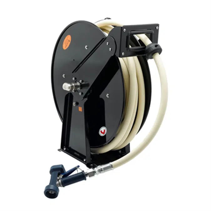 T & S Hose Reel, Enclosed, Epoxy Coated Steel, 3/8id X 30' Hose, Spray  Valve