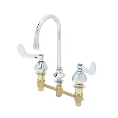 bild för B-2867-04 Medical Faucet, Deck Mount, Concealed Body, Rigid Gooseneck, Wrist Action Handles