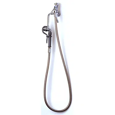 afbeelding voor B-0600 Pot Filler, Wall Mount, Vacuum Breaker, 68" Stainless Steel Hose, Self-Closing Hook Nozzle