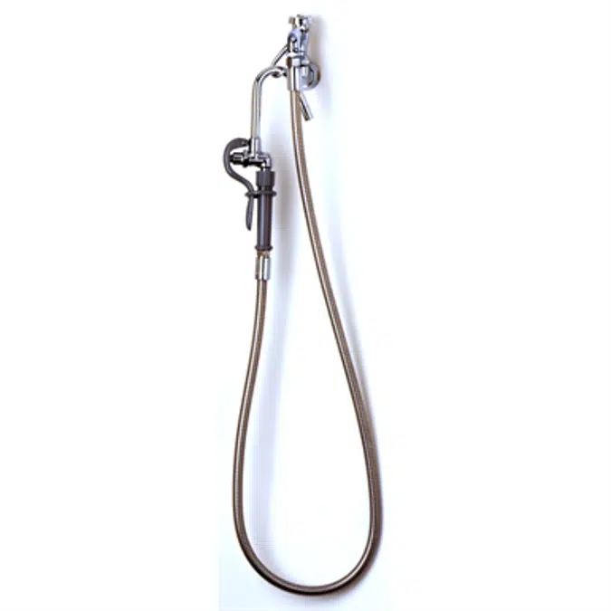 B-0600 Pot Filler, Wall Mount, Vacuum Breaker, 68" Stainless Steel Hose, Self-Closing Hook Nozzle