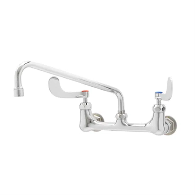 B-2463 Double Pantry Faucet, Ceramic Cartridges, 8" Centers, 12" Swing Nozzle, 4" Wrist Handles