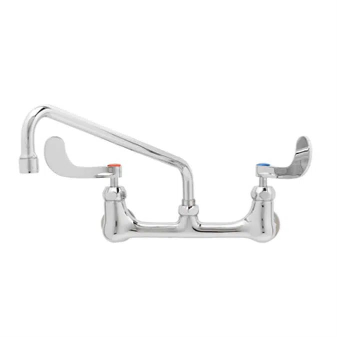 B-2463 Double Pantry Faucet, Ceramic Cartridges, 8" Centers, 12" Swing Nozzle, 4" Wrist Handles