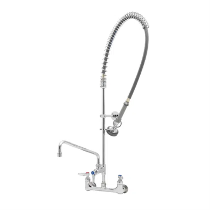 B-2187 EasyInstall Pre-Rinse Unit, 8" Wall Mount, Add-On Fct, 14" Swing Nozzle, B-0044-R, B-0107 Spray Valve