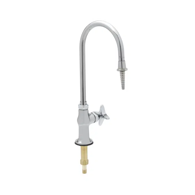 BL-5705-01 Lab Faucet, Single Temp. Control, Swivel/Rigid Gooseneck, Serrated Tip, 4-Arm Handle