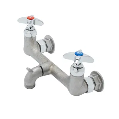 billede til B-2480 Service Sink Faucet, Garden Hose Outlet, 4-Arm Handles, Rough Chrome Finish