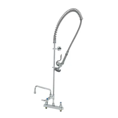 B-5120-12-CR-B 8" Deck Mount Workboard Pre-Rinse unit W/Cerama, B-0107, 12" Add-On Faucet & Wall Bracket 的圖片