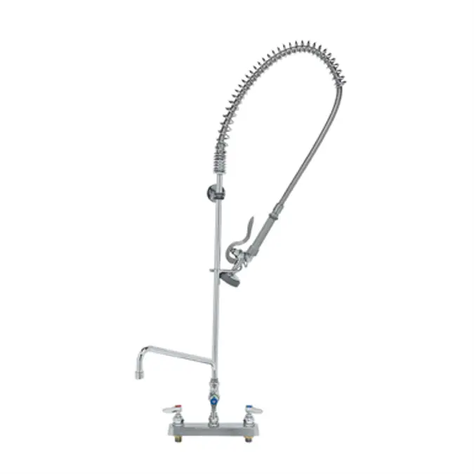 B-5120-12-CR-B 8" Deck Mount Workboard Pre-Rinse unit W/Cerama, B-0107, 12" Add-On Faucet & Wall Bracket