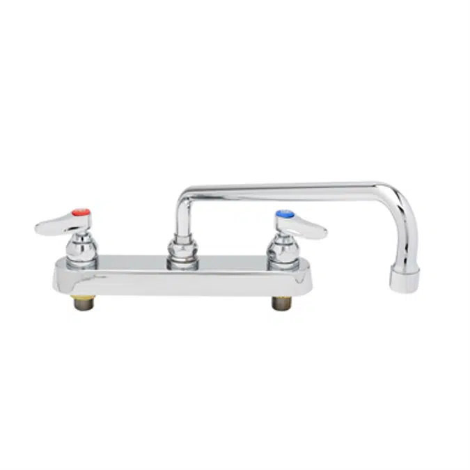 B-1123 Workboard Faucet, Deck Mount, 8" Centers, 12" Swing Nozzle, Lever Handles