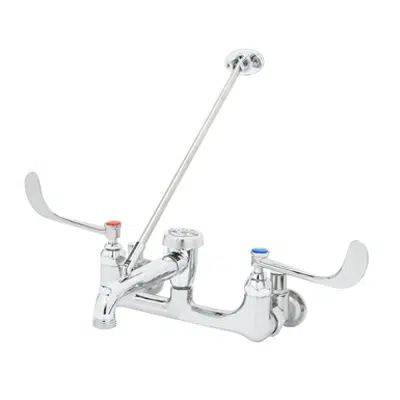 B-0658 Service Sink Faucet, Wall Mount, 8" Centers, Vacuum Breaker, Integral Stops, Wall Brace için görüntü