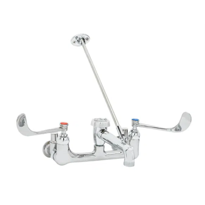 B-0658 Service Sink Faucet, Wall Mount, 8" Centers, Vacuum Breaker, Integral Stops, Wall Brace