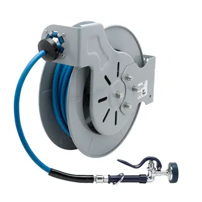 รูปภาพสำหรับ B-7242-01 Hose Reel, Open, Epoxy Coated Steel, 50' Hose, 3/8" ID with Spray Valve