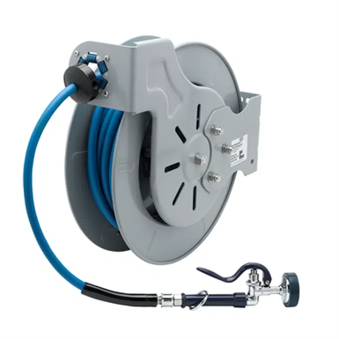 B-7242-01 Hose Reel, Open, Epoxy Coated Steel, 50' Hose, 3/8" ID with Spray Valve